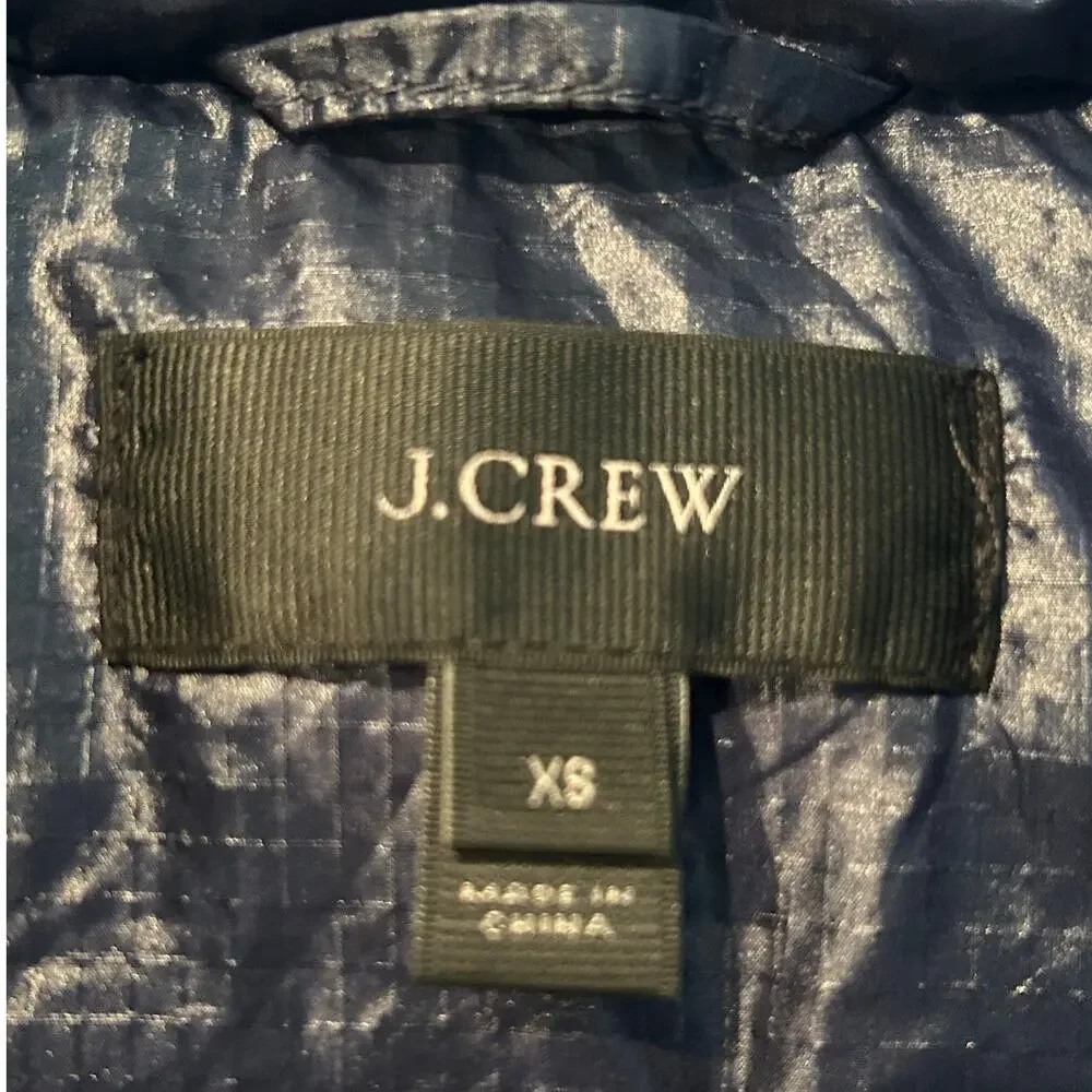 J. Crew Down Puffer Vest Shiny Navy Snap Up Zip Size Womens XS - Picture 10 of 11